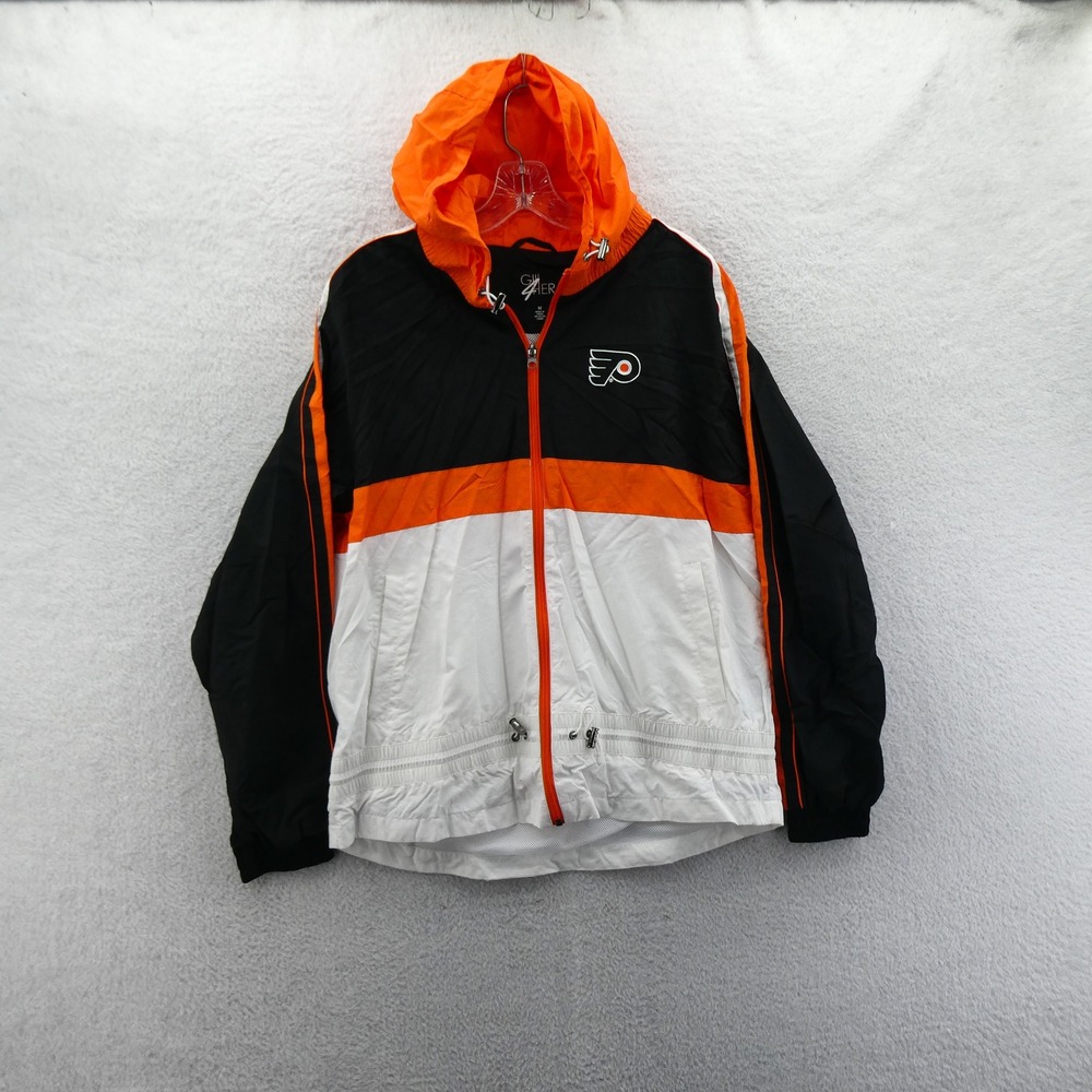G-III Jacket Womens Medium Philadelphia Flyers Black Orange White Windbreaker